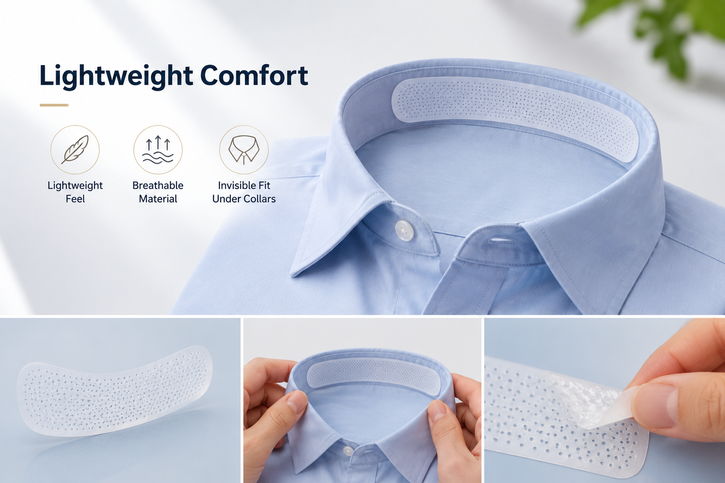 VUSSUV® Disposable Sweat Pads Collar Protectors for Shirts (1.18")