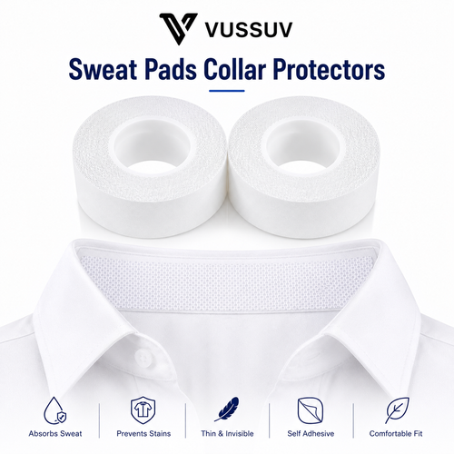 VUSSUV® Disposable Sweat Pads Collar Protectors for Shirts (1.18")